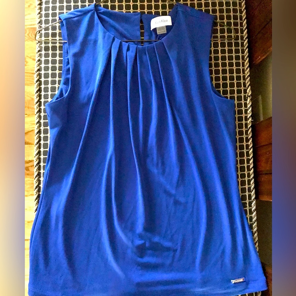 Calvin Klein Pleat Neck Sleeveless Top